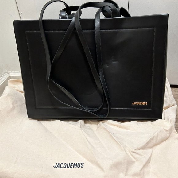JACQUEMUS Le Cabas Neve Black Leather tote shopping bag - Picture 1 of 11